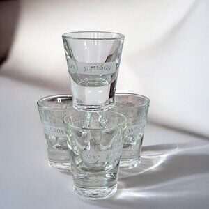 Set of Four JAMESON & SON Irish Whiskey Round Embossed Base 1.5 oz Shot Glass